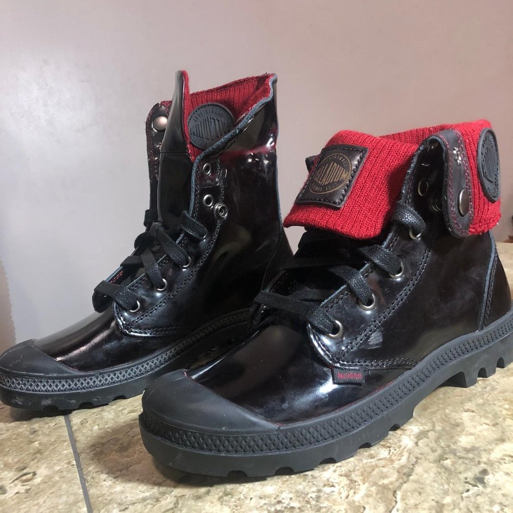 NWB PALLADIUM WOMEN SHOE BAGGY LEATHER KNIT hi top - Picture 6 of 12